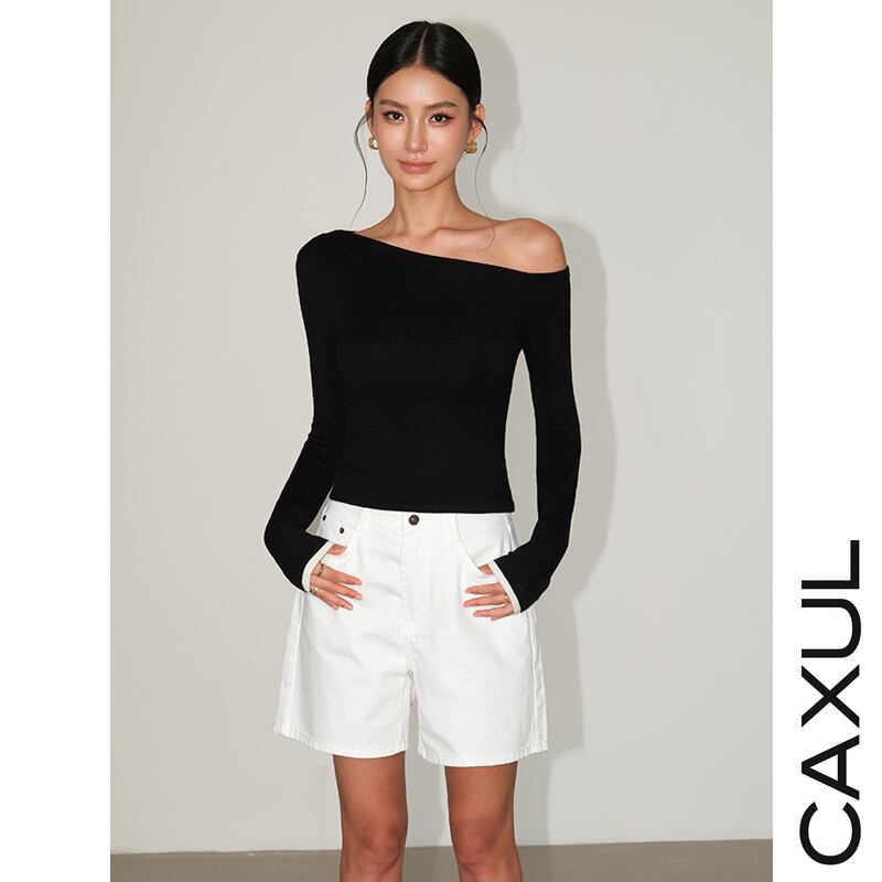 シルク混 アシンメトリー トップス/3color | CAXUL