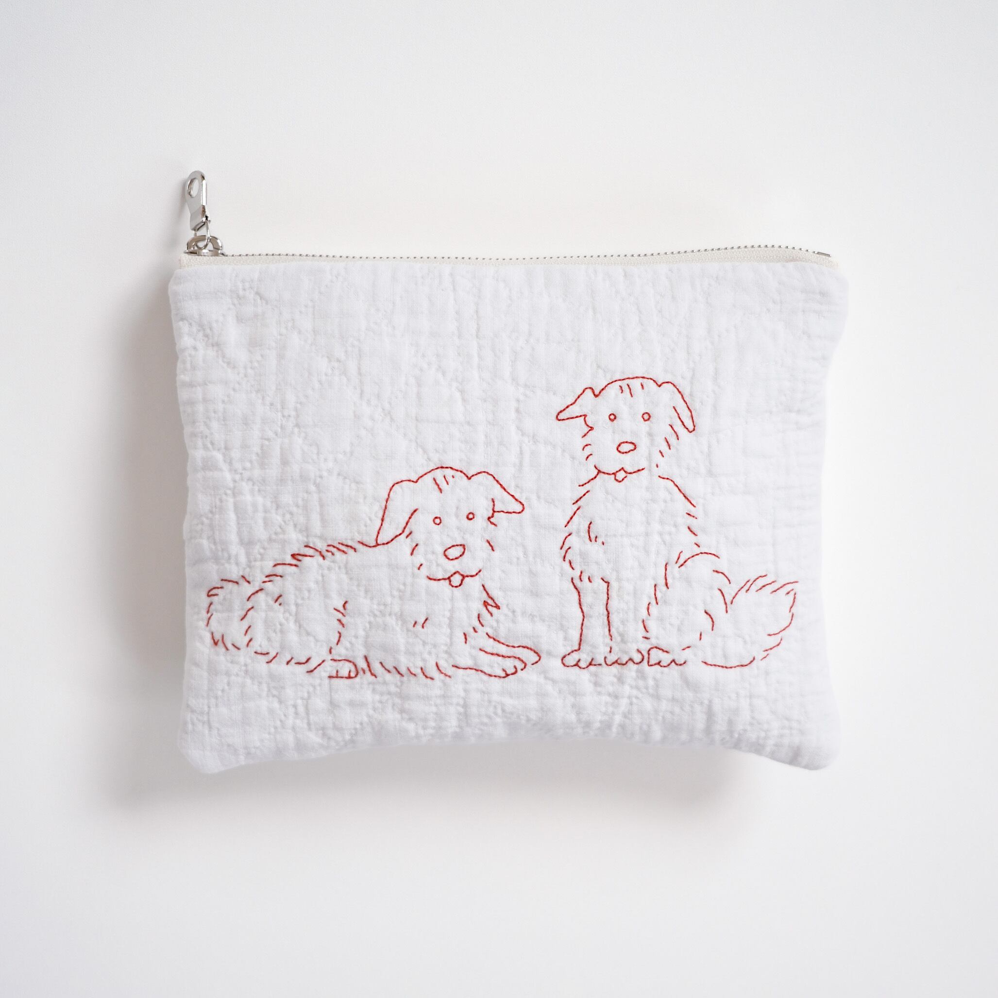 1890s bridal quit pouch / dogs【050】