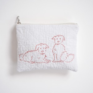 1890s bridal quit pouch / dogs【050】