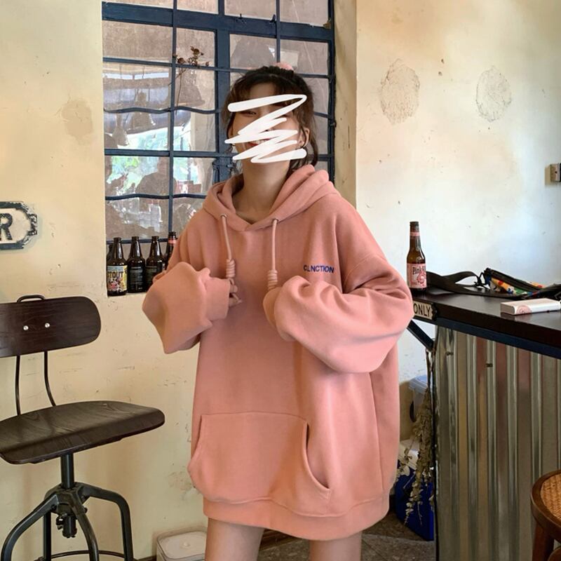 フードセーター レディーススプリングルーズオータム ピンク 春物 秋物 試着室16987875770