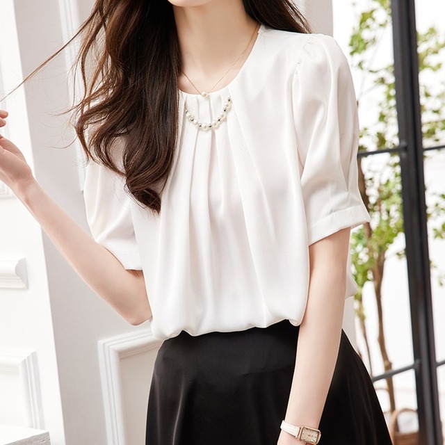 バール付きパフスリーブブラウス Me1184