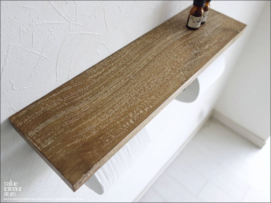 オールドチークトイレットペーパーホルダーWNA トレイペーパーホルダー 天然木 総無垢 古木 一枚板 トイレ用品 ハンドメイド