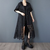 フード付き ジップアップ レースワンピース  30106