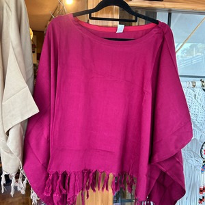 レーヨンフリンジポンチョ