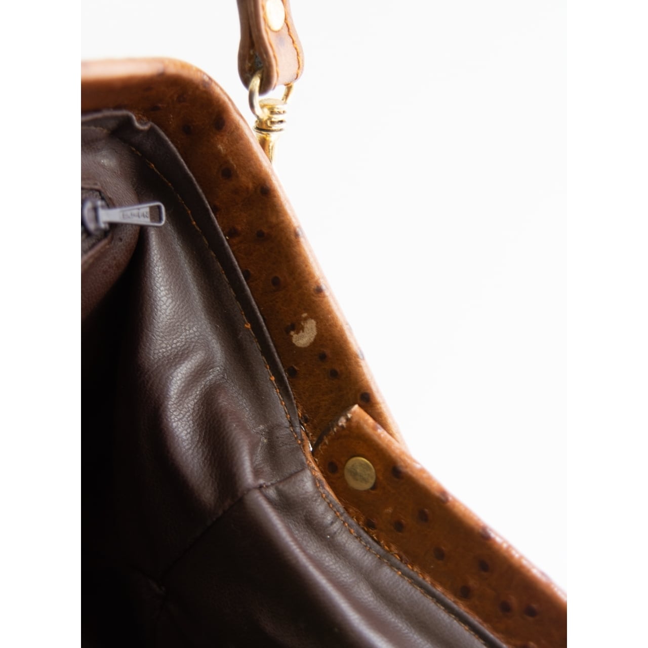 【i santi】Made in Italy Ostrich Leather Mini Crossbody Bag（イサンティ イタリア製オーストリッチ レザークロスボディバッグ ショルダーバッグ）
