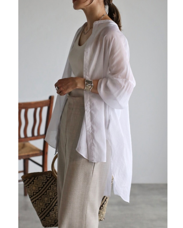 袖ゴムカフスシアーシャツ