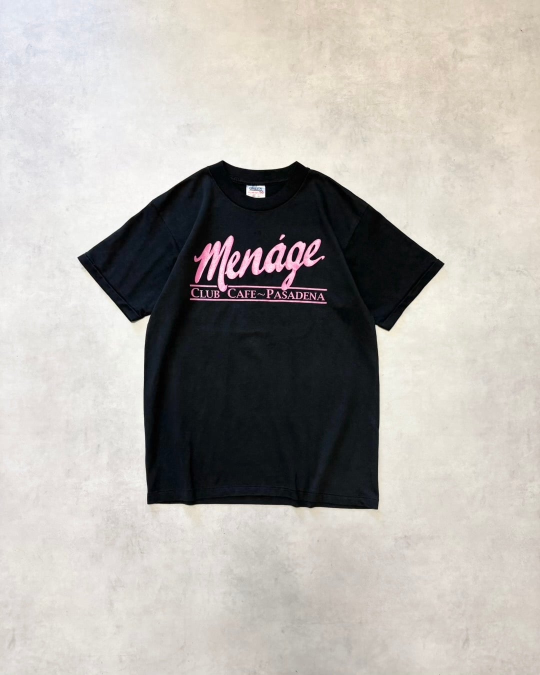 【VINTAGE】1990’s “Menage” Club Cafe Print T-Shirt MADE IN USA