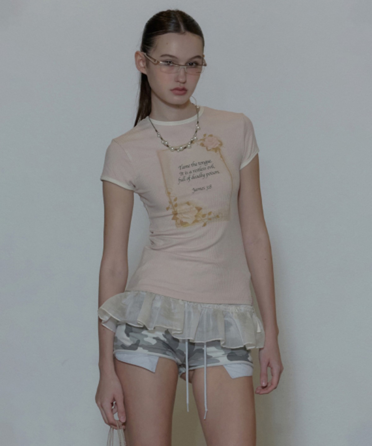 [SCULPTOR] Rose Ringer Tee Peach Fuzz | もごつ