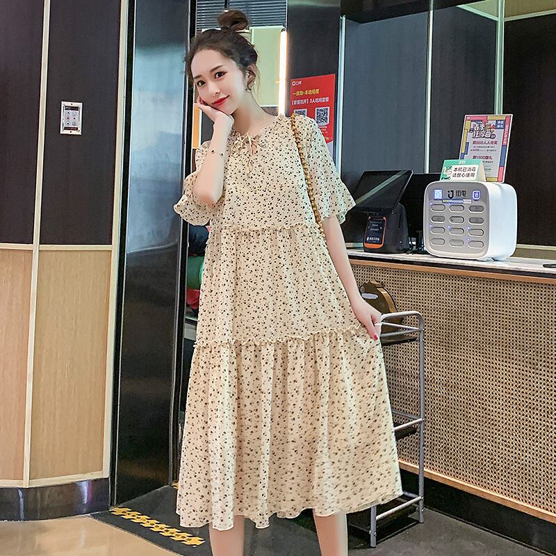 【新作】【送料無料】 マタニティウェア2020夏の新しいシフォンフローラル母乳育児スカート、アウターウェア小さな新鮮なミドル丈のトレンディな母乳育児スカート-アリババ サマー 夏物 花柄 expec272413506453