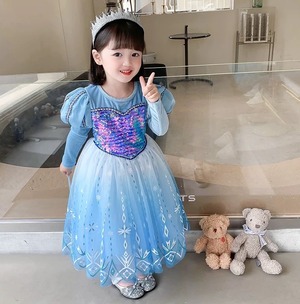 上質！かわいい！アナと雪の女王2 エルサ 胸元キラキラワンピース♪ドレス マント