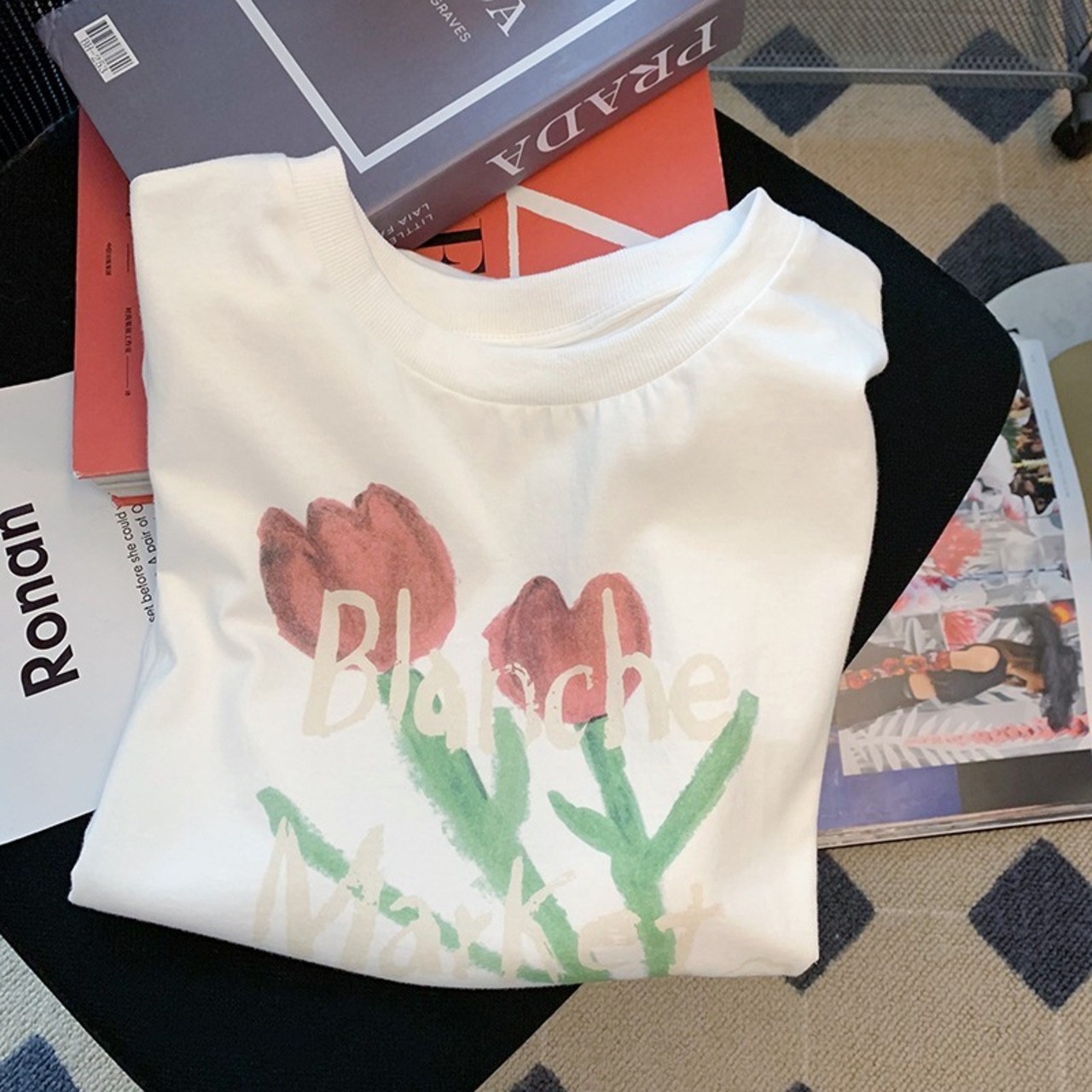 フラワーTシャツ レディース キュート タンポポ Tシャツ カジュアル 