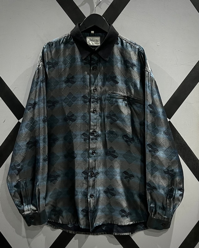 【X VINTAGE】Leaf × Argyle Pattern Euro Vintage Loose L/S Shirt