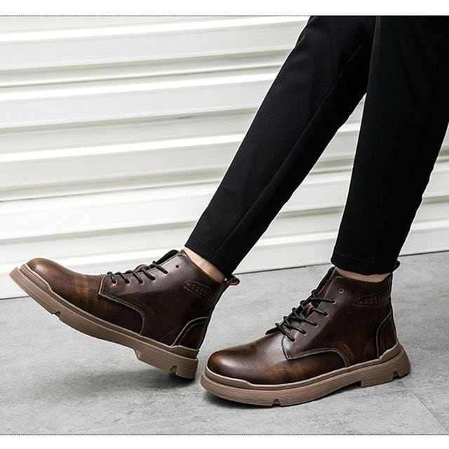 予約販売】ワークブーツ メンズ 編み上げ 艶 アンティーク調