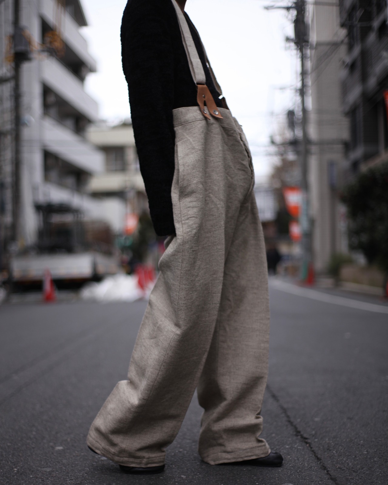 50s vintage wide trousers suspender set -512- | oo vintage