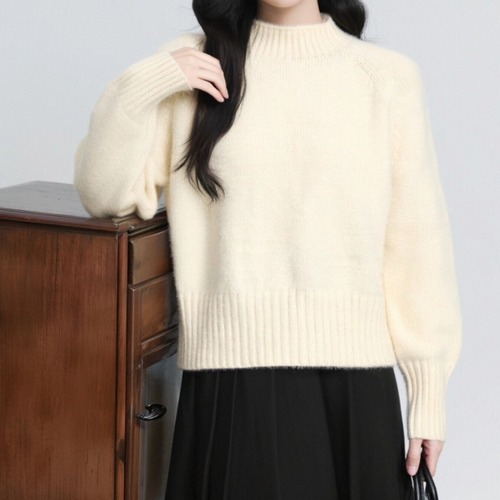 ハイネック縁リブニットトップス ・9551