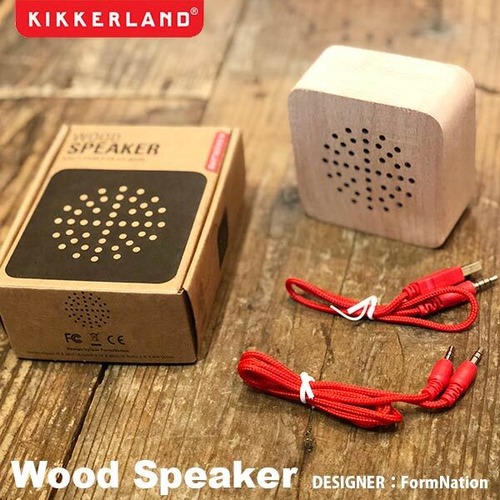 Wood Speaker ウッドスピーカー ポータブルスピーカー 木製 USB充電式 KIKKERLAND DETAIL