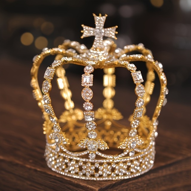 オブジェ クラウン型 ラインストーン バロック風 装飾 おしゃれ かわいい インテリア 王冠 置物 オーナメント ギフト ゴールド クリア 4-7