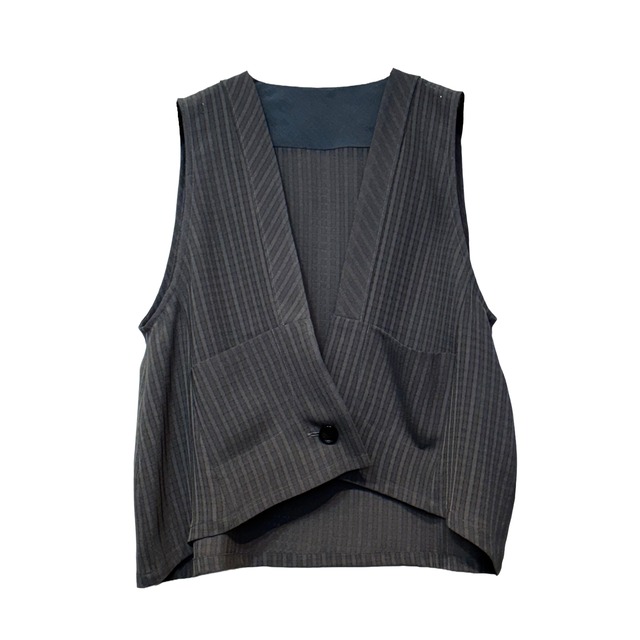 ペインティングプリント強撚スムース着流しベスト【254-9207】Printed, tightly twisted, smooth, flowing vest