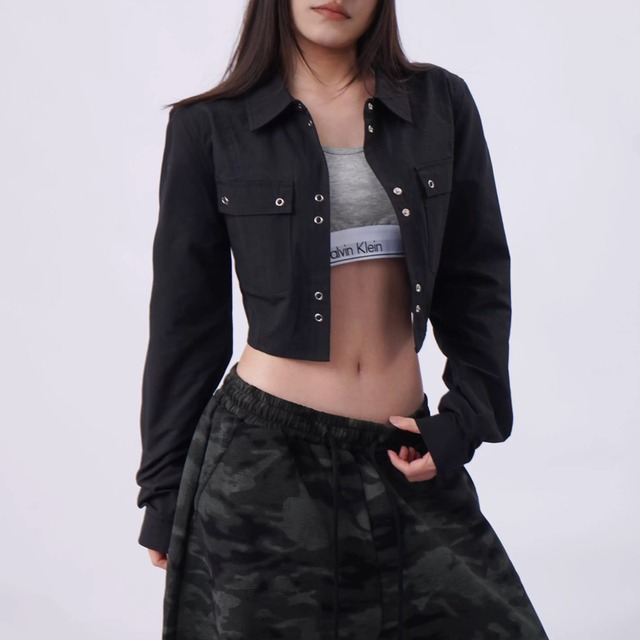 patch pocket short length long sleeve shirt la2786