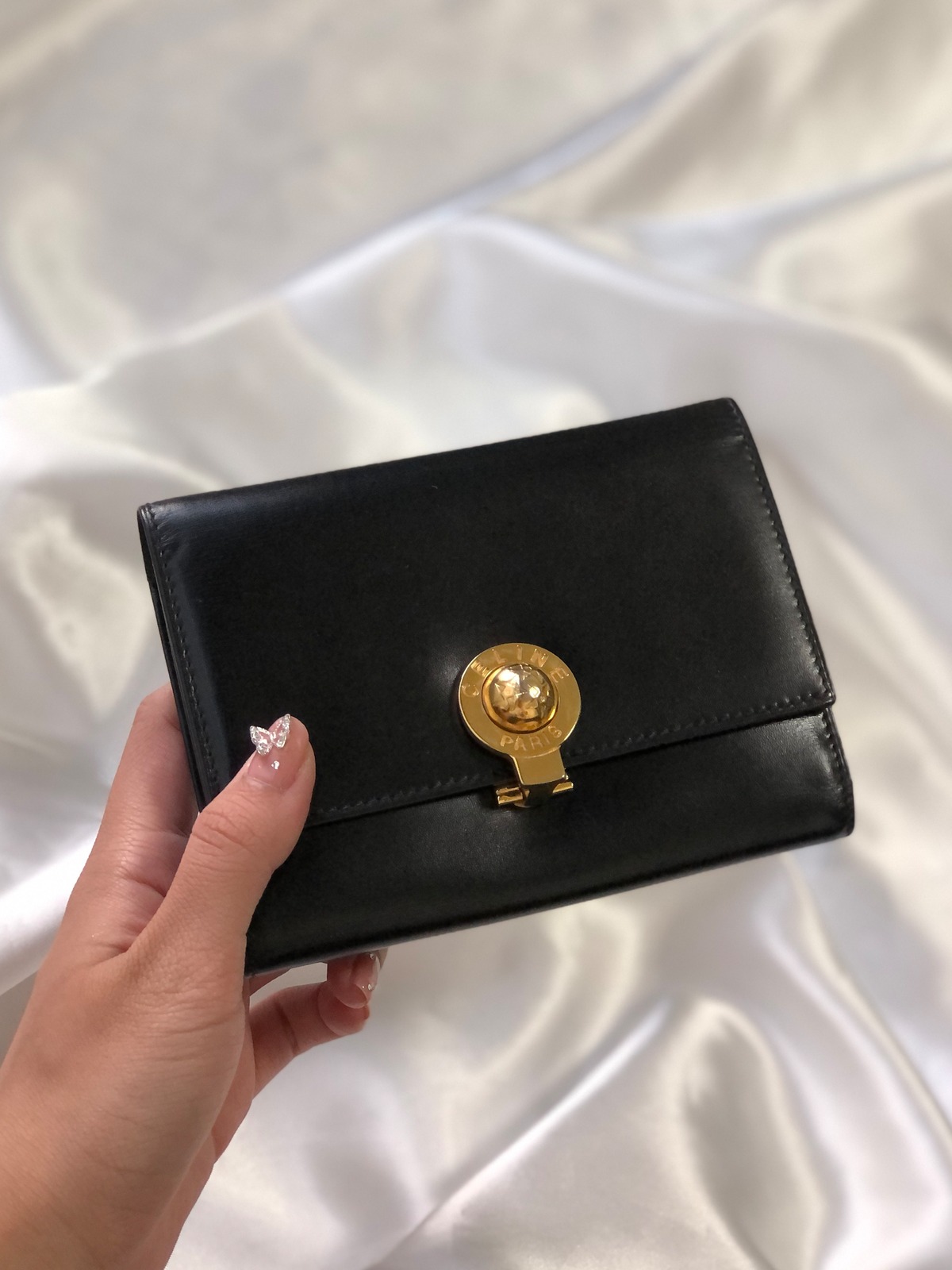 CELINE】セリーヌ スターボール ヴィンテージ 紺色 レディース 三  