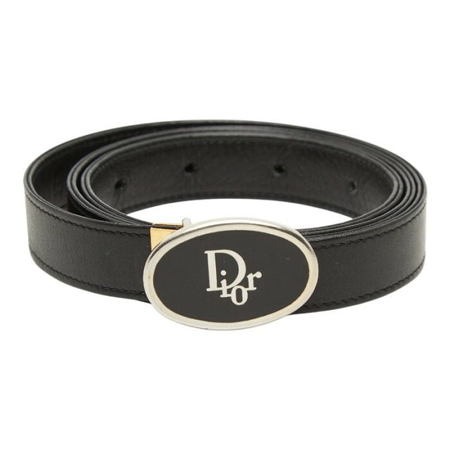 ディオール ロゴ ベルト サイズ 70/28 ブラック レザー レディース Dior 【中古】