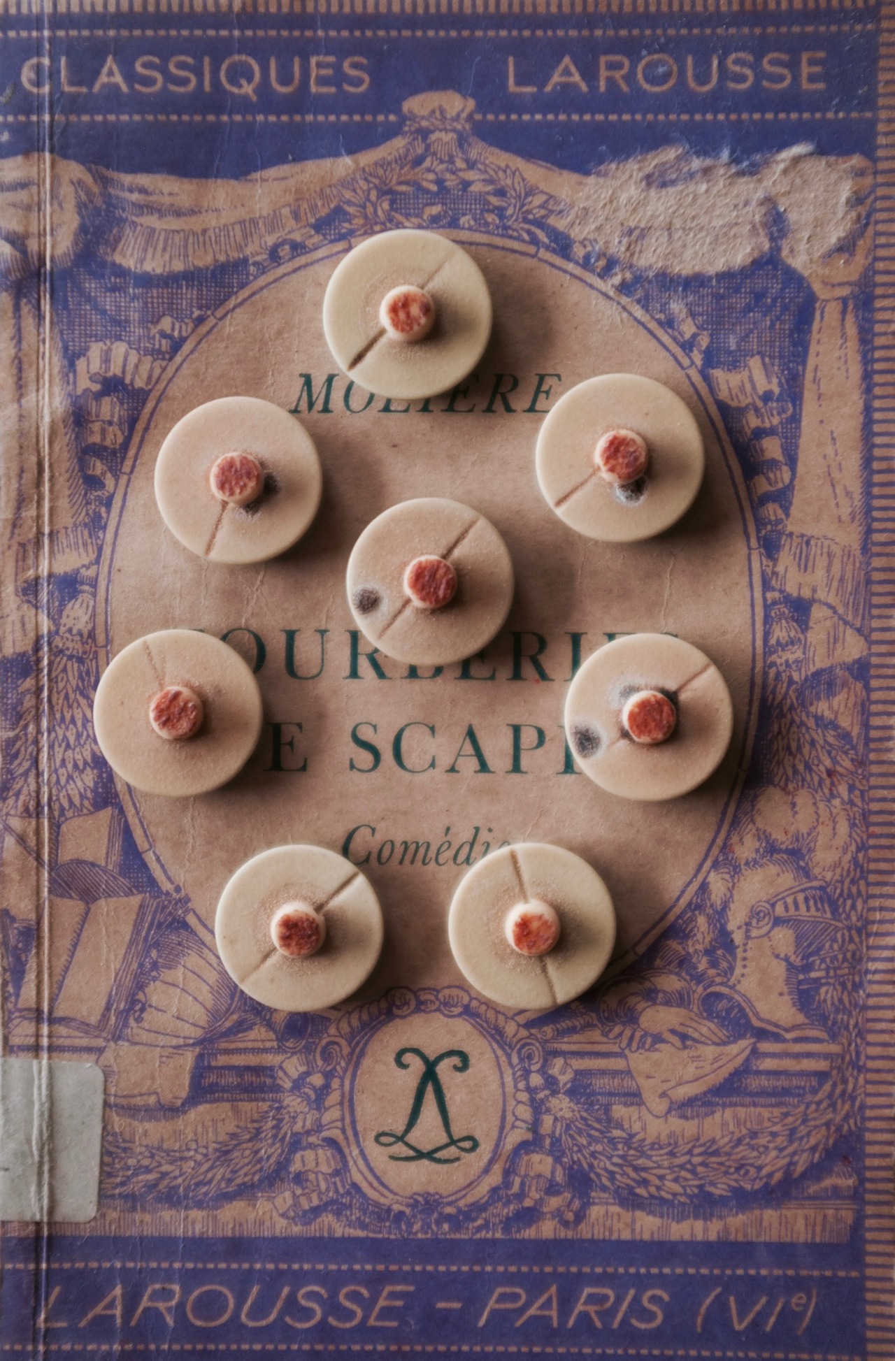 60s フランス 8p 錬金術ミルクと苔色ボタンセット  ヴィンテージ