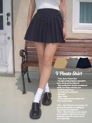 [PALE JADE] V Pleats Skirt 正規品 韓国ブランド 韓国代行 韓国通販 韓国ファッション PALEJADE ペイルジェイド 日本