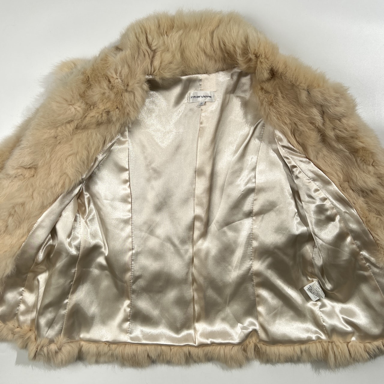 本毛皮 interview ラビットファー 毛皮 ジャケット コート サイズ 9AR /リアルファー/アイボリー ベージュ系/レディース