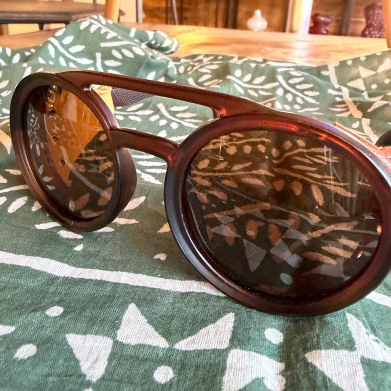 TOPANGA Accessory  Leather Side-Shield Round Sunglasses 2Color　レザーサイドシール ラウンドサングラス　サングラス　ゴーグル　バイク　バイカー　レザー　Brown　 Black　Sunglasses
