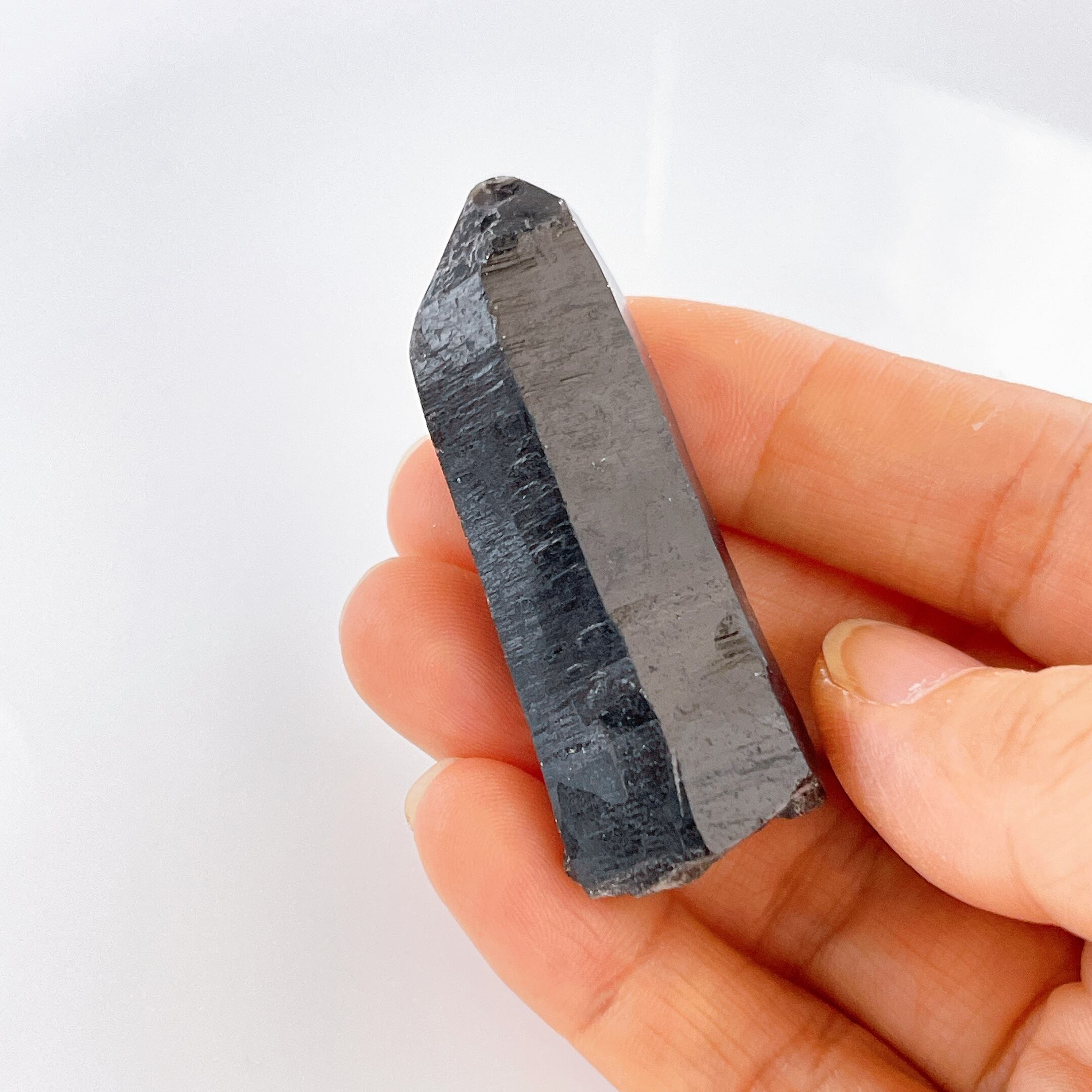 チベット産モリオン・原石・ポイント23g ✧麻ポーチ付き✧黒水晶