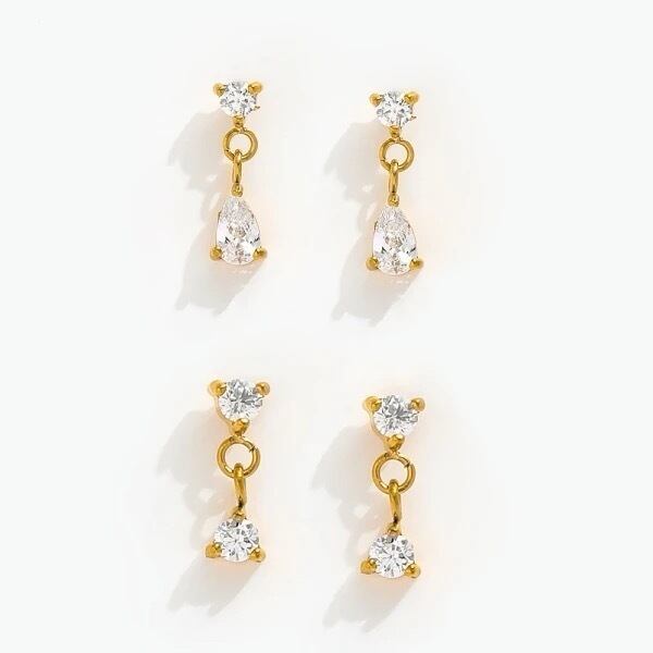 金アレ対応 ミニティアドロップストーンピアス(0860)