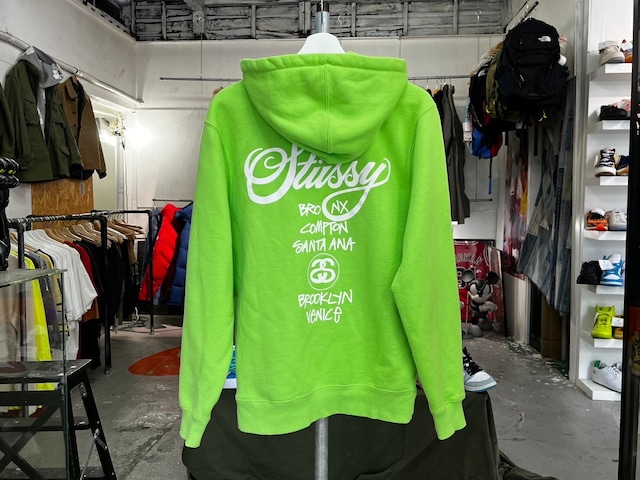 STUSSY WORLD TOUR ZIP HOODIE LIME SMALL 67272