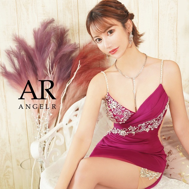 【即納】Angel-R AR22824[バストウエストアシンメトリータックビジュータイトミニドレス]