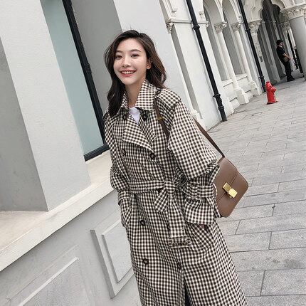 千鳥柄ロングコート トレンチコート ♪2018年新作 秋冬 おしゃれ 海外