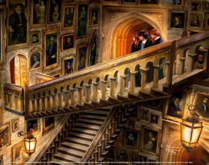 トーマス キンケード スタジオ「ハリー・ポッター/グランド ステアケース」額縁 作品証明書 展示用フック付き アートプリントポスター