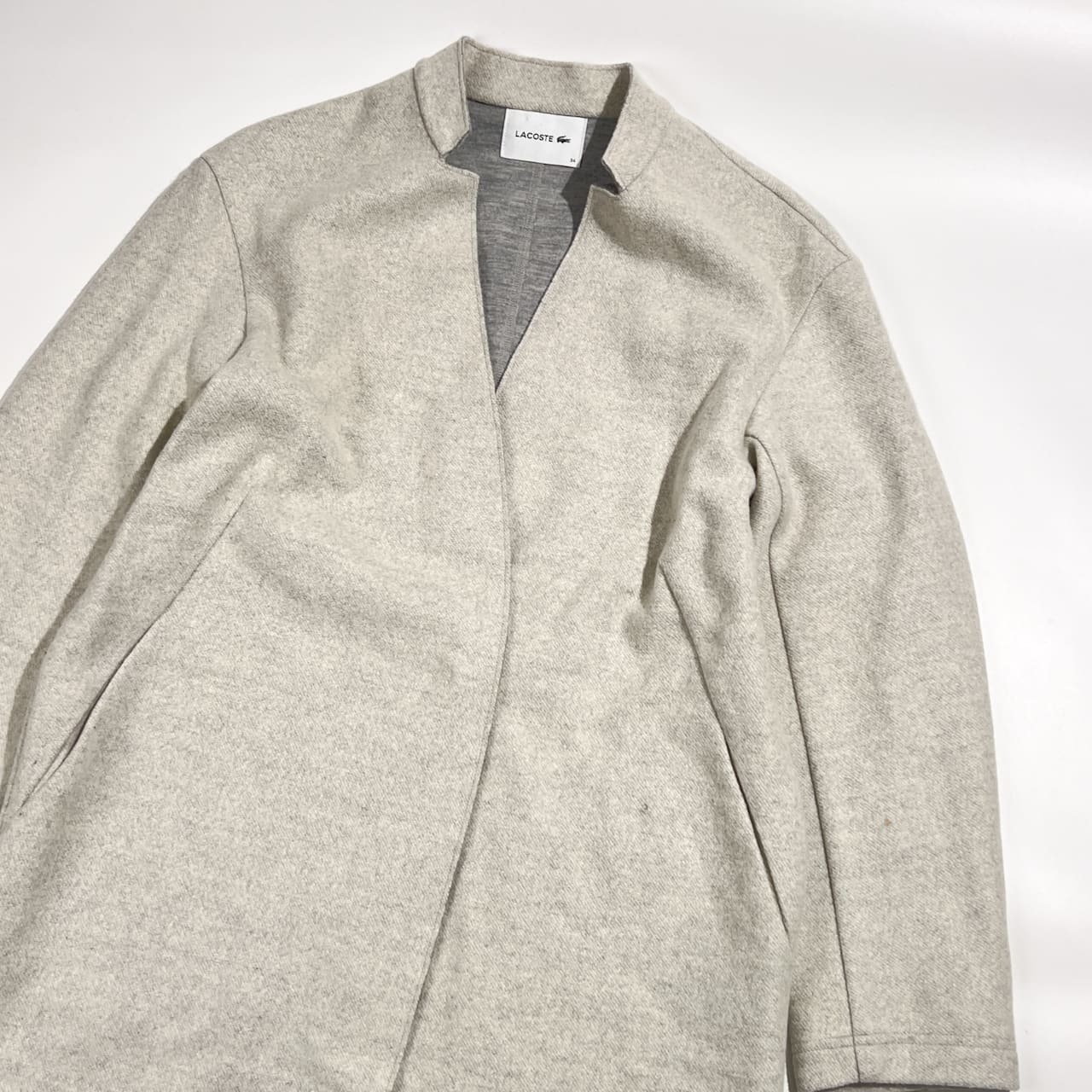 LACOSTE ラコステ ウール混 ロングコート 羽織 34/ライトグレー系 レディース