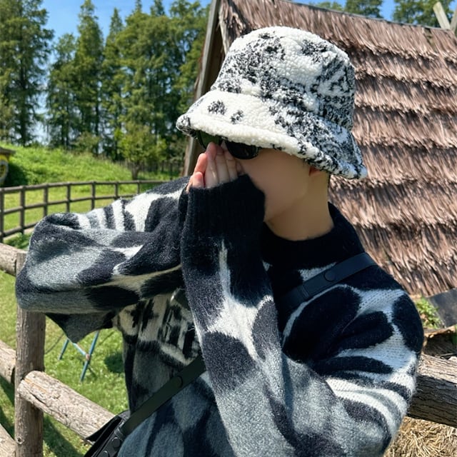 予約販売】バケットハット メンズ ボア 防寒 帽子 ハット エスニック柄