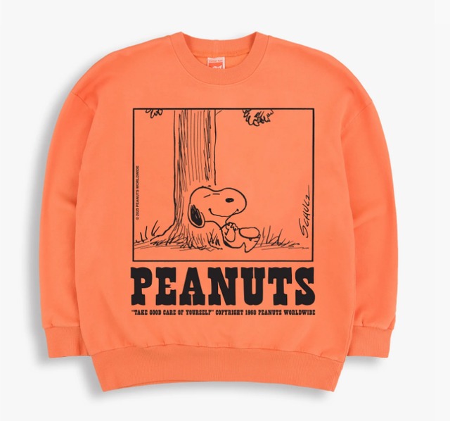 UK発　コレクターズ・アイテム　「TSPTR x PEANUTS 」 ' Happiness is an afternoon spent under a tree '  Sweatshirt　GOTS認証100% オーガニック・コットン　