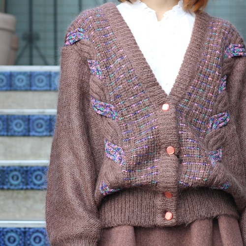 RETRO VINTAGE EMBROIDERY DESIGN KNIT CARDIGAN/レトロ古着刺繍デザインニットカーディガン