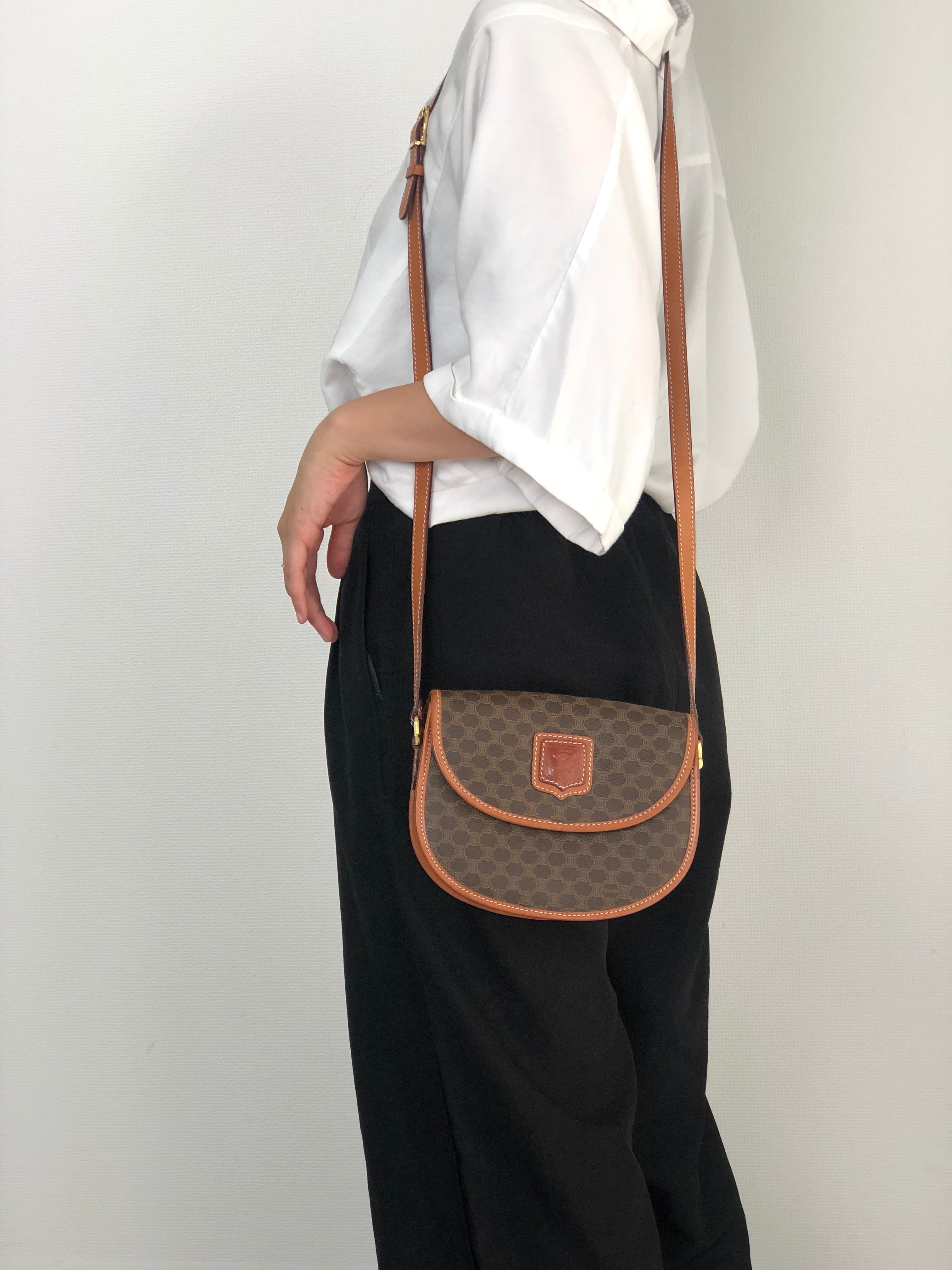 CELINE セリーヌ ショルダーバッグ ブラウン ブラゾン型押し PVC ミニ