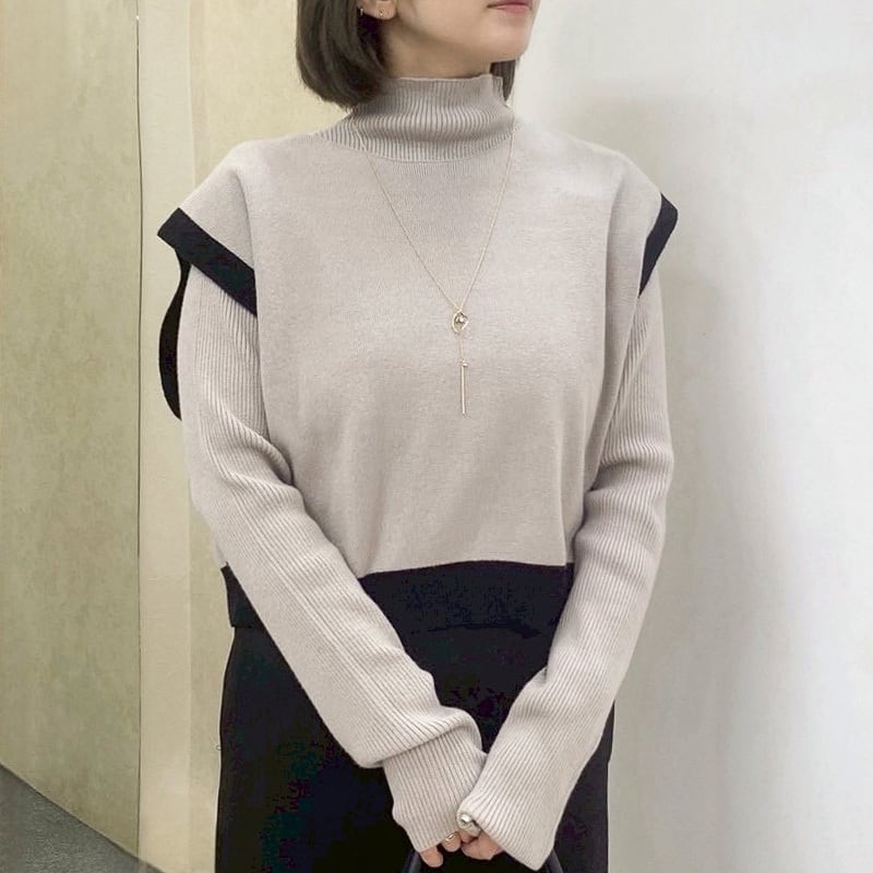 ハイネックポンチョ風SETニット レディース ニット ポンチョ風ニット