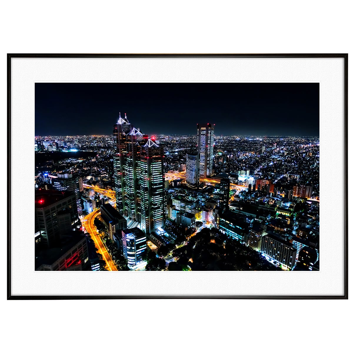 都市の夜景 抽象アート写真　A3サイズ 額付 アートポスター アートフレーム 世界都市写真ニューヨークの夜景