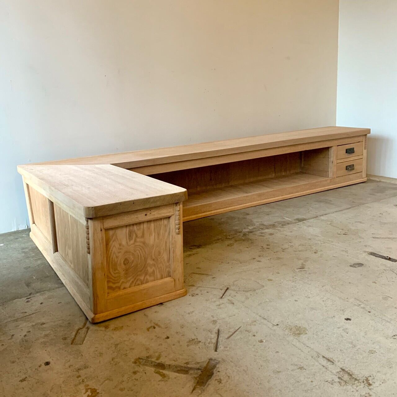 L型のローボード　引き出し4杯　古家具　0678