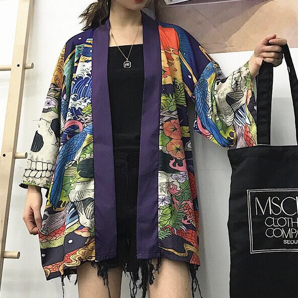 羽織 スカル柄 】modern kimono style haori cardigan skull design 