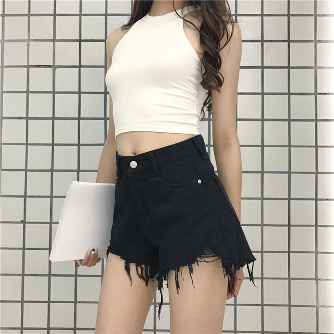 芸能人も好きな商品 早い者勝ち デニム ハイウエスト ショートパンツ 