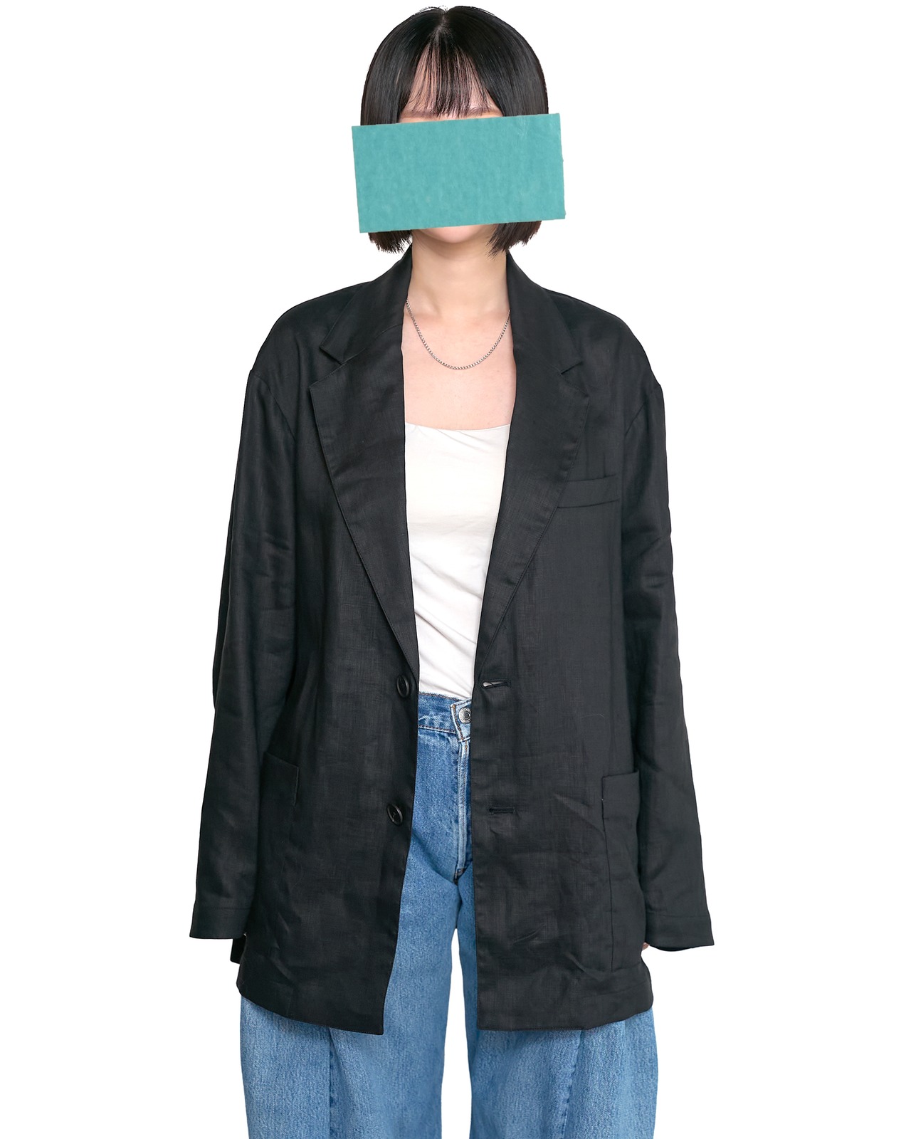 ssstein "LIGHT LINEN EASY SINGLE BREASTED JACKET〔BLACK〕"