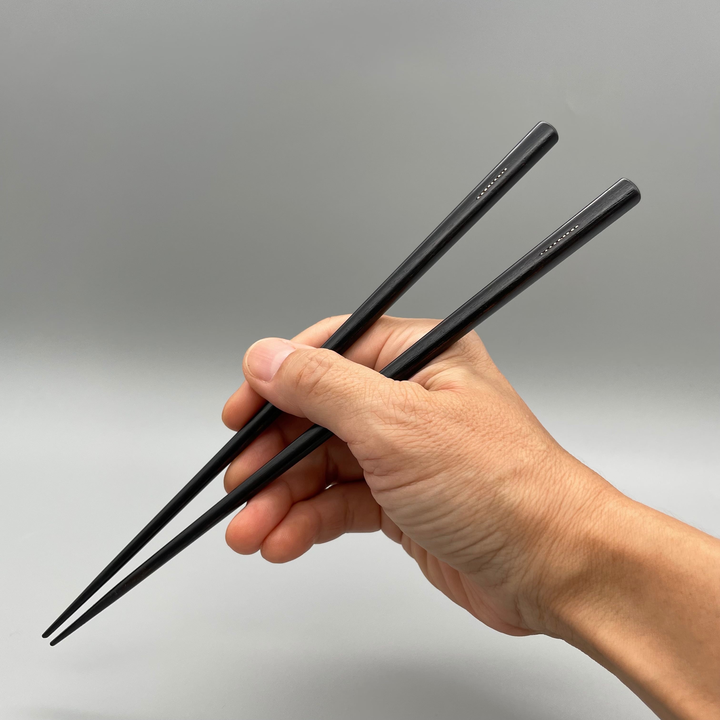極細銀線象嵌黒箸-中 - Black Chopsticks with Silver Inlay - Middle