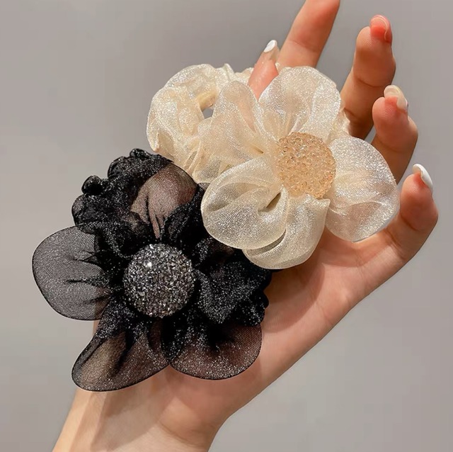 organdy flower hair rubber