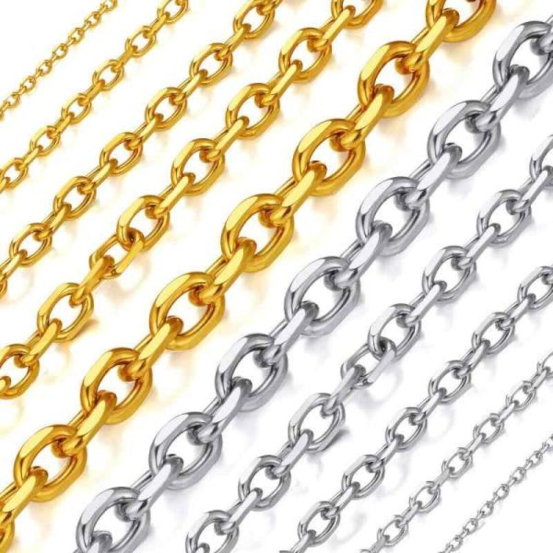 Richsteel] 2面カット小豆チェーン 3mm 75cm ネックレスチェーン 