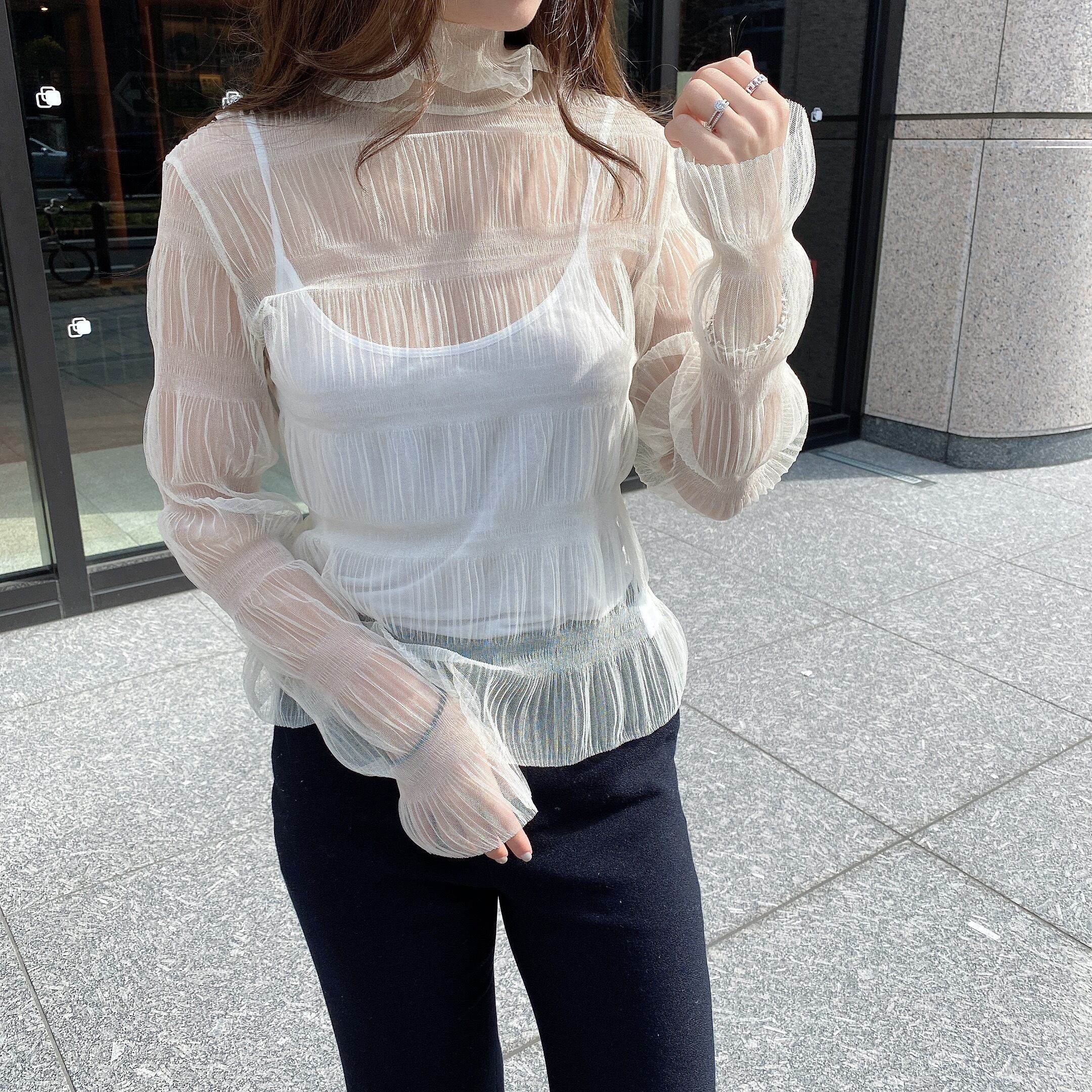 Sheer tulle tops/ white(即納商品)